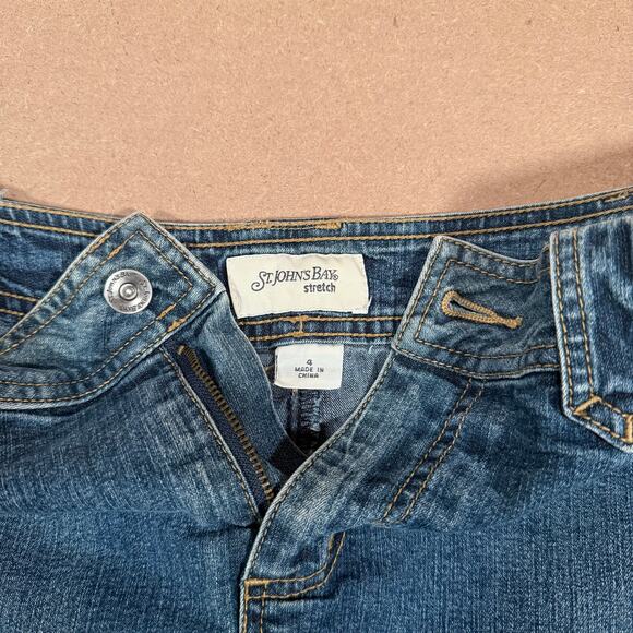 Y2K Stretch Denim Jean Skirt Skort Mini Mid Rise Blue St Johns Bay Size 4 - Picture 6 of 7